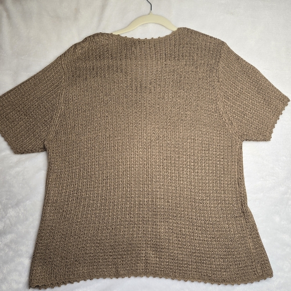 Vintage Sag Harbor Women's Silk Blend Sweater Cartigon Button up Short Sleeves - Picture 2 of 6